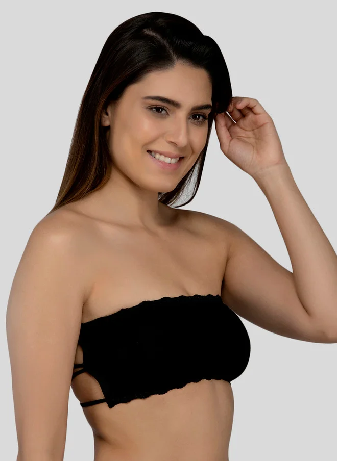 ليس اند مي  Laceandme Black Solid Non-Wired Lightly Padded Bandeau Bra 4295